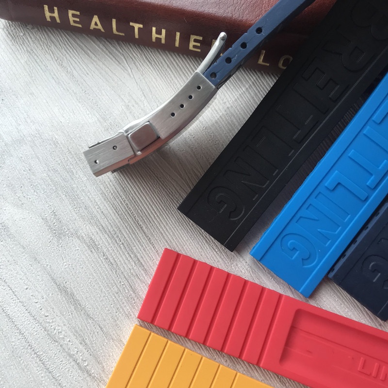 Dây đeo Breitling Silicone phù hợp với Siêu đại dương / Máy bay trinh sát Avengers / Blackbird Vòng đeo tay cao su Sê-ri màu vàng