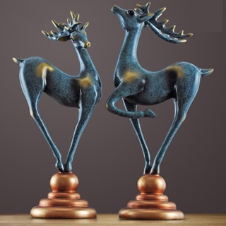 Tượng decor cặp hươu hạnh phúc trang trí phòng khách, phòng làm việc