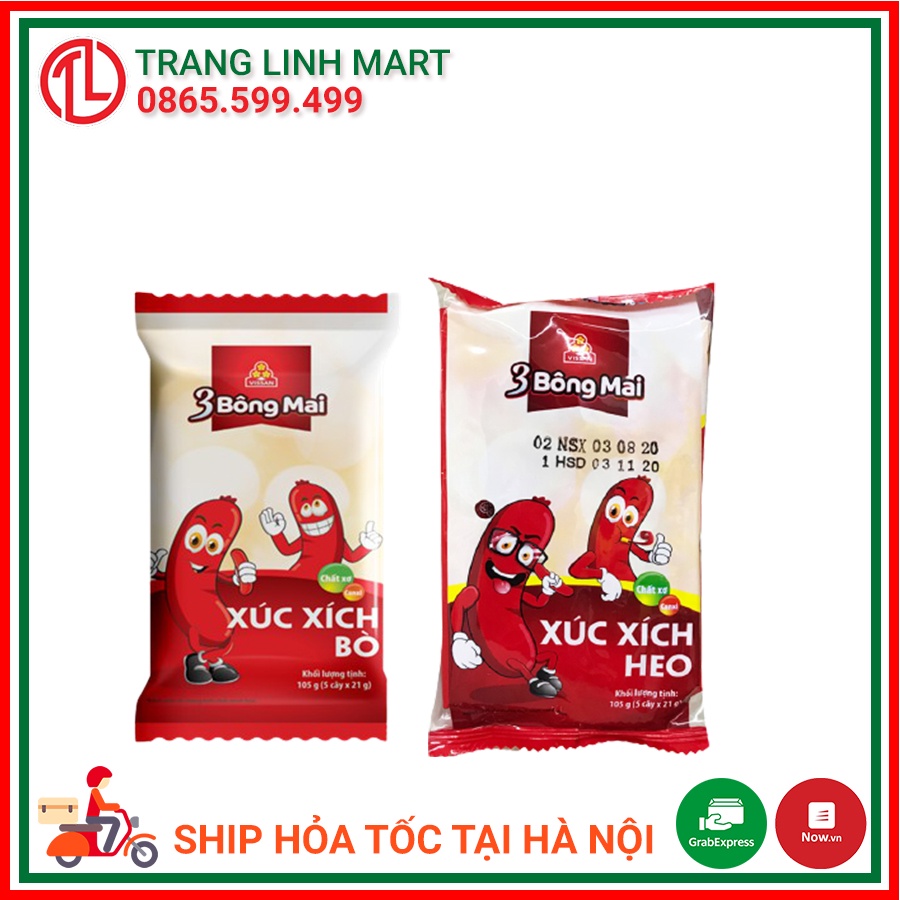 Xúc xích Vissan bông mai gói 5 cái 105g vị heo / bò