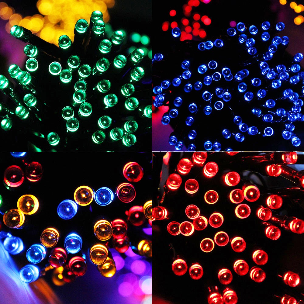 Dây Đèn Led 300 / 100 / 50 Bóng Chống Thấm Nước Sử Dụng Năng Lượng Mặt Trời Trang Trí Sân Vườn