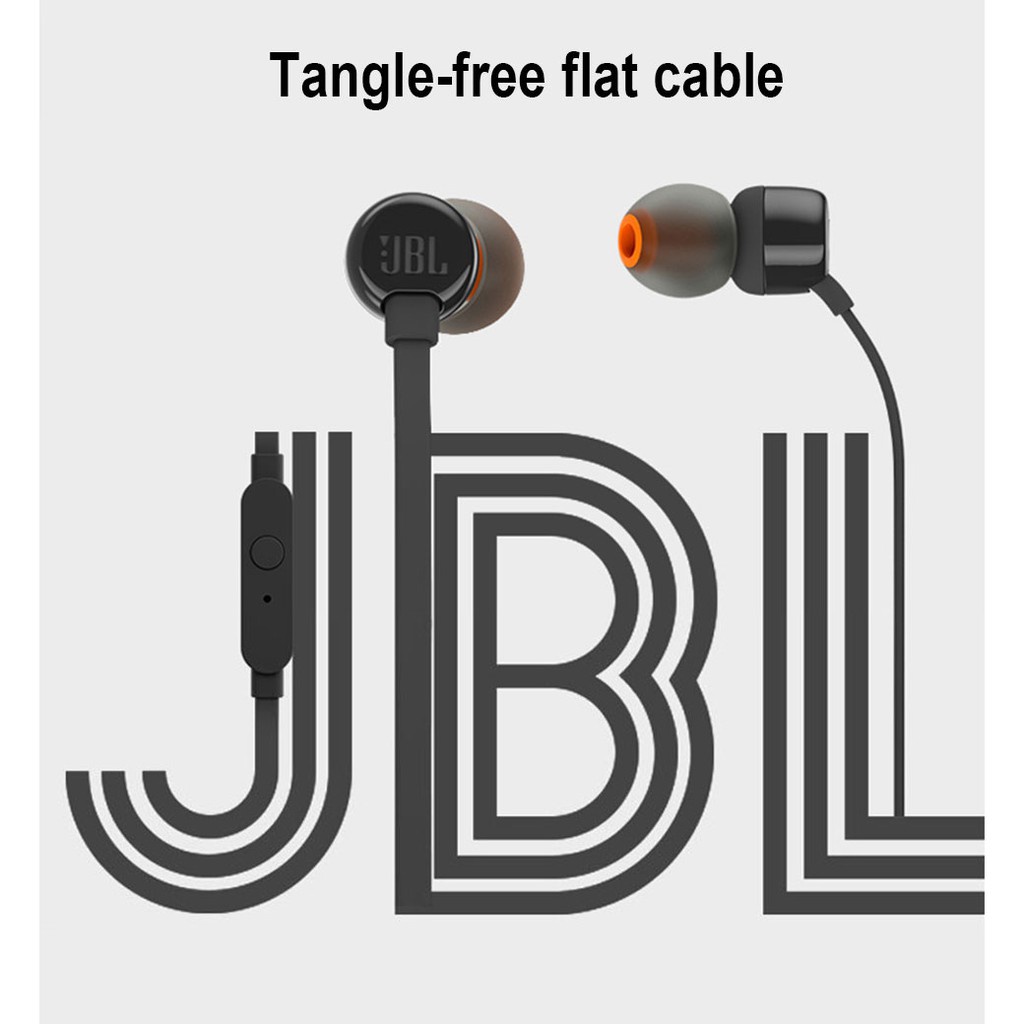 Tai nghe có dây JBL T110 3,5 mm chính hãng stereo bass mạnh có mic