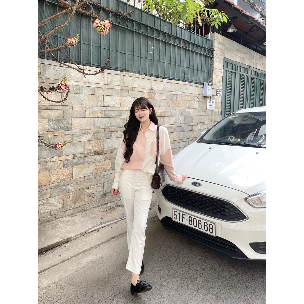 Áo sơ mi phối màu
