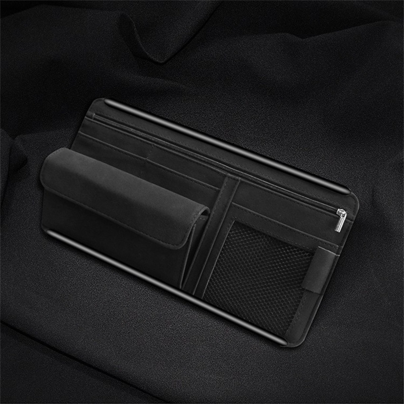 Hộp Đựng Khăn Giấy / Kính Mát Gắn Tấm Che Nắng Xe Hơi Bằng Da Lộn Tiện Dụng Lưng