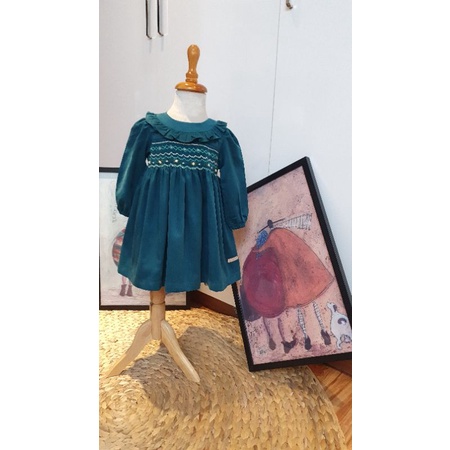 Váy smock nhung tăm cotton 2 màu