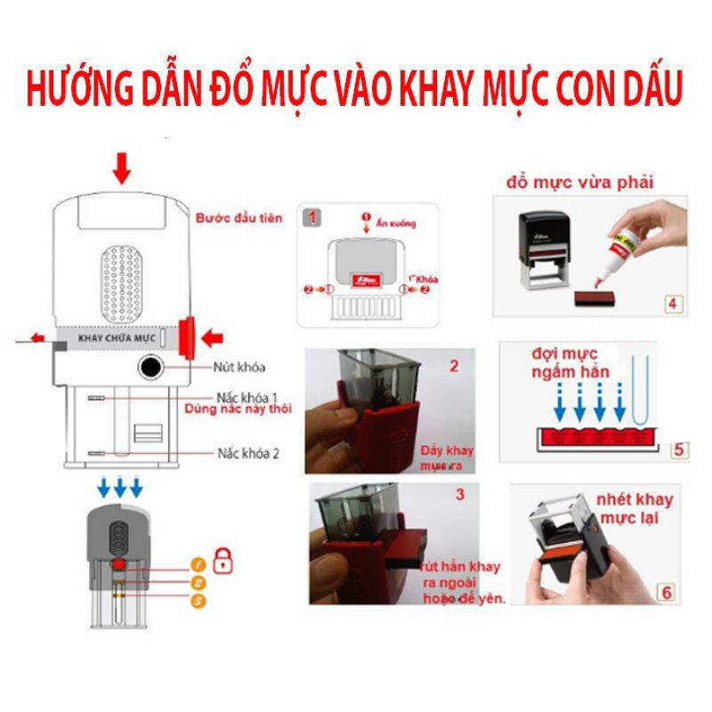 Con dấu tên cty hoặc cửa hàng + địa chỉ theo yêu cầu