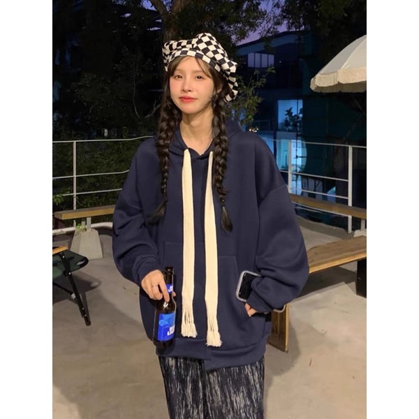 Áo Hoodie Dáng Rộng 🖤 TVX Clothes🤍 Áo Hoodie Lót Lông Trơn Dây Bản To | BigBuy360 - bigbuy360.vn