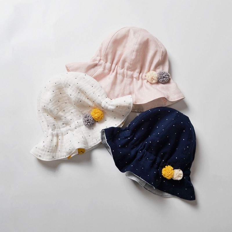 Mũ nón chấm bi chất xô mềm mại cho bé từ 3 tháng đến 18 tháng
