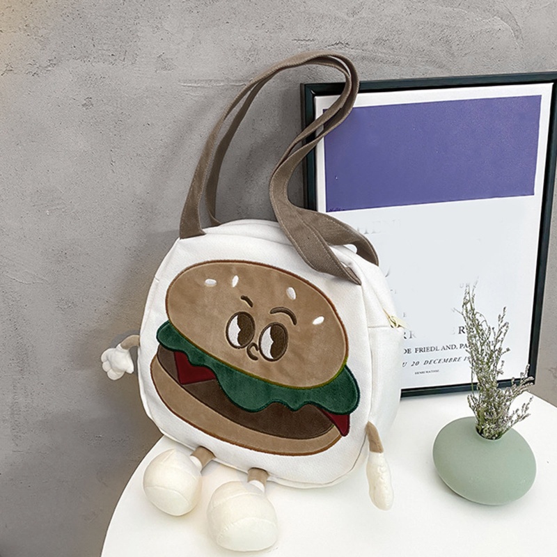 Túi Đeo Vai Vải Canvas Có Khóa Kéo Họa Tiết Hoạt Hình Dễ Thương Cho Nữ