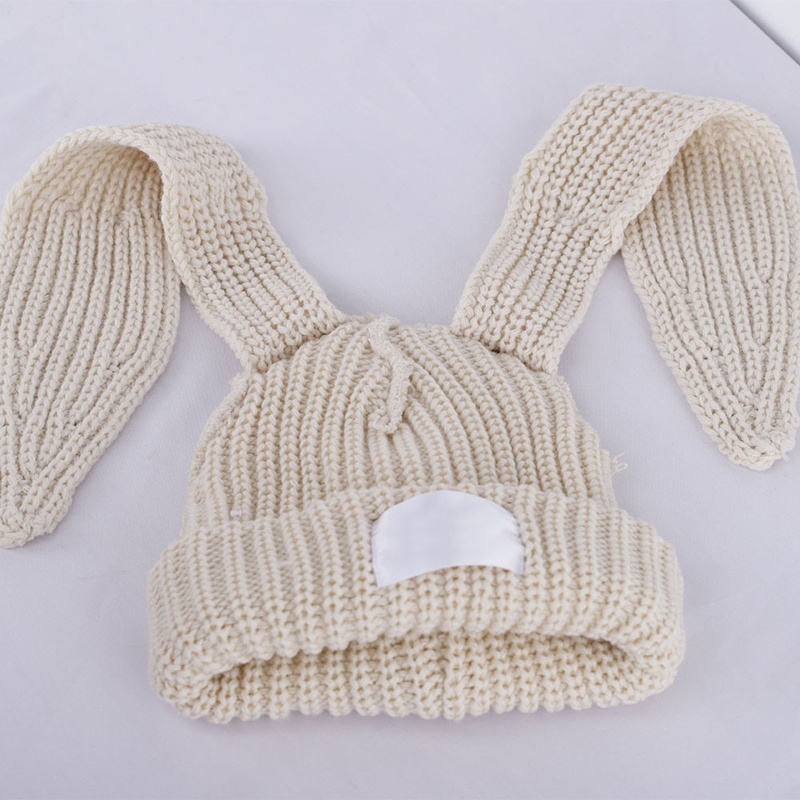 Flgo Mũ Beanie Dệt Kim Đính Tai Thỏ Dài Dễ Thương