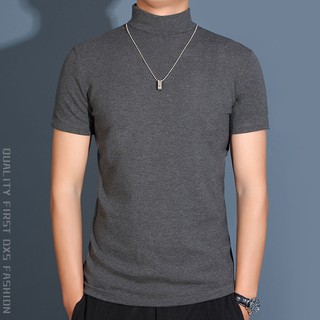 Áo Thun Cotton Lụa Lạnh Cổ Lọ Tay Lỡ Thời Trang Thu Đông Cho Nam Giới