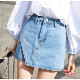 Quần short jean lưng cao giả váy thời trang và trẻ trung cho nữ