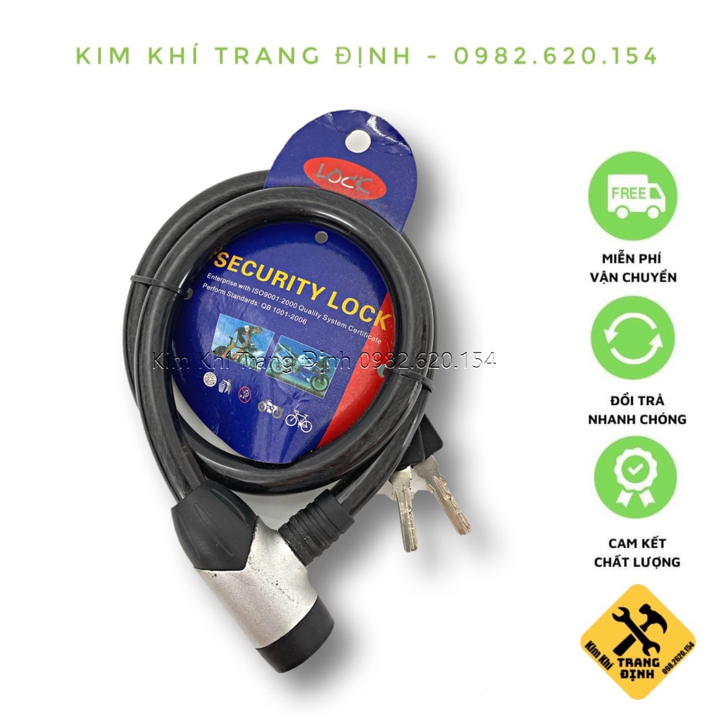 Dây khóa xe đạp, khoá xe máy chống trộm ZX1231 12x650mm và 15x800mm chìa điện tử