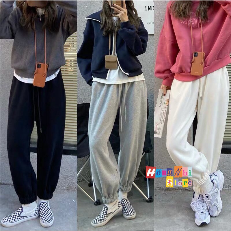 Quần Jogger Lưng Thun Trơn Dài Bo Lai Dáng Rộng Màu Đen - Jogger Long Basic Pant Unisex - MM