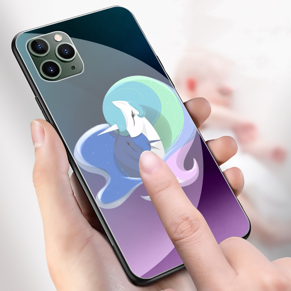 Ốp Điện Thoại Mặt Kính Cường Lực Cạnh Mềm Hình My Little Pony Vc60 Cho Apple Iphone 12 Mini Pro Xs Max 8 5 5s Se 2020 Plus