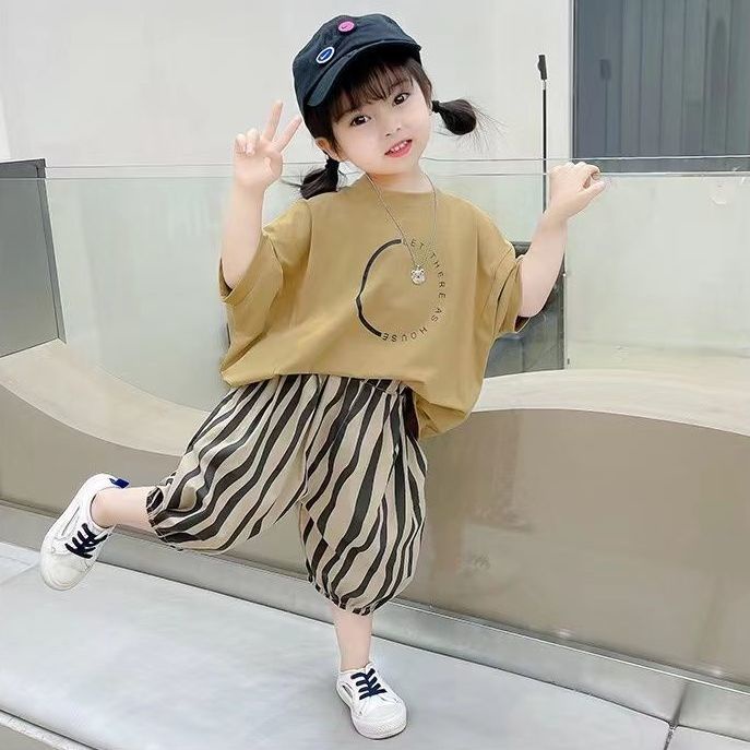 Set Áo Thun Tay Ngắn + Quần Dài Thiết Kế Mỏng Thời Trang Mùa Hè Dành Cho Bé Gái 2022