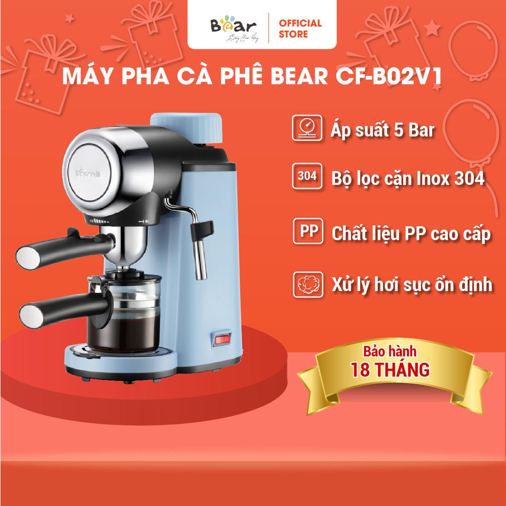 Máy Pha Caphe Bear Tự Động Pha Cafe, Pha Espresso Phong Cách Ý CF-B02V1