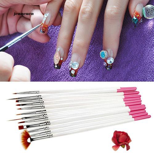 Bộ 12 cọ sơn gel UV trang trí móng tay cán gỗ đầu cọ bằng sợi nylon tiện dụng