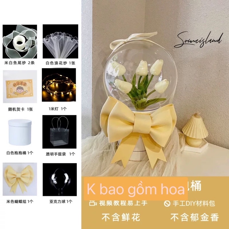 Bộ bóng và hoa tự làm handmade tặng bạn gái 8/3 hoặc valentine