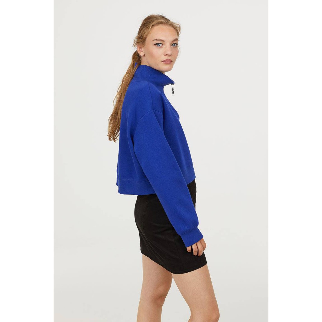 Áo nỉ_sweatshirt H&M dáng lửng, tay dài cổ lọ thấp