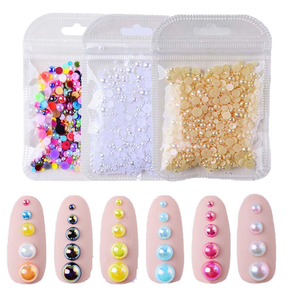 Bộ 500-1000 Hạt Xỏ Lỗ Tròn Nhiều Màu Sắc Dùng Trang Trí Móng Tay DIY