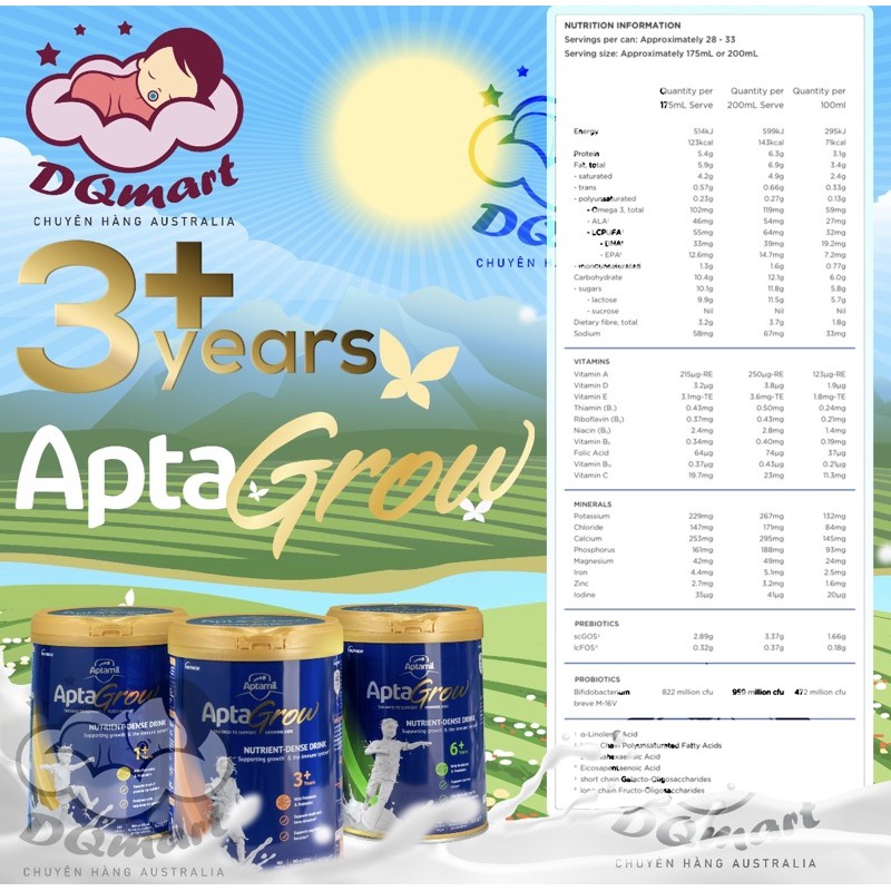 Sữa Aptamil AptaGrow Úc 900Gr Date Tháng 10/2022