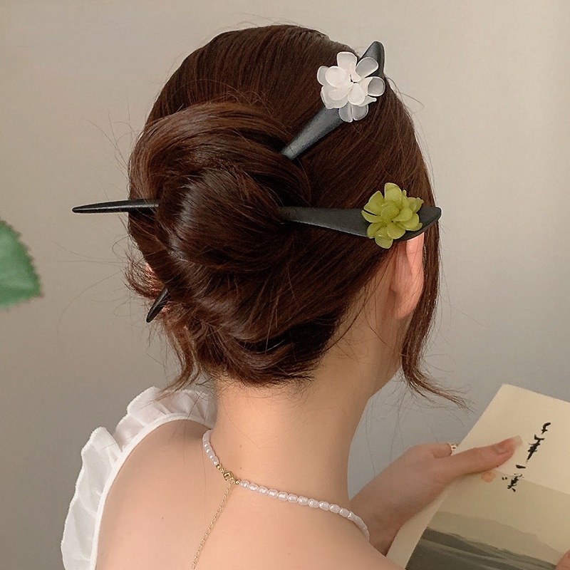 Trâm Cài Tóc Gỗ Hình Hoa Phong Cách Vintage Thời Trang Cho Nữ