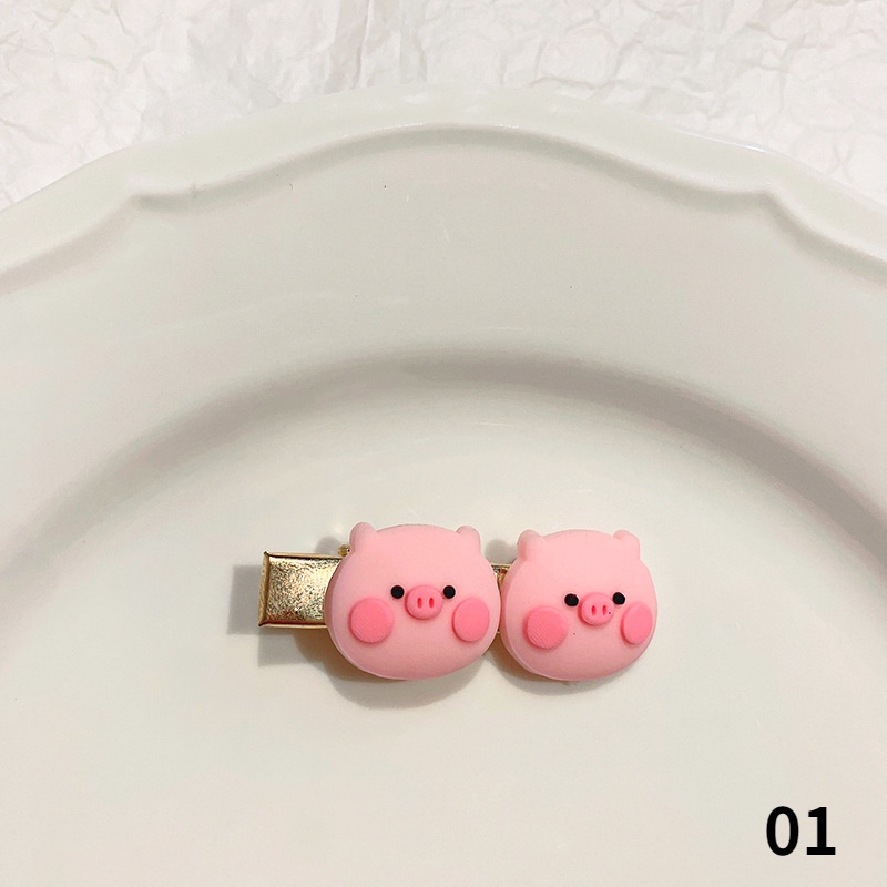 Kẹp tóc mềm mại thiết kế hình chú heo hồng hoạt hình đáng yêu dành cho nữ