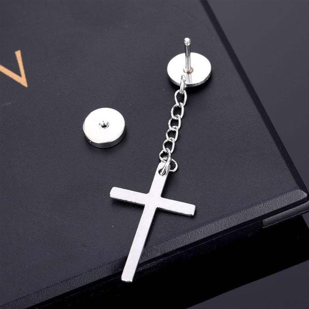 Bông tai dạng dây xích phối lông vũ bằng thép không gỉ nhiều màu phong cách punk cổ điển cho nam và nữ