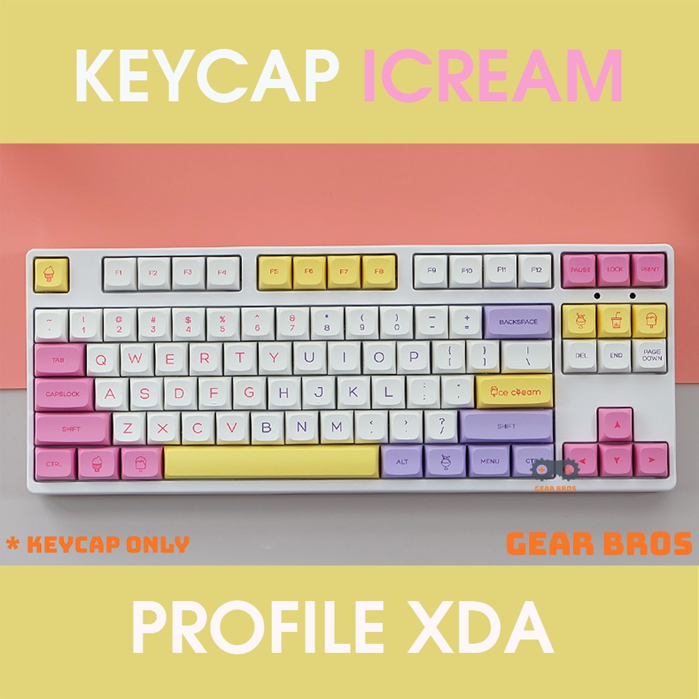 Keycap Ice Cream Cho Bàn Phím Cơ Chất Liệu Thick PBT XDA Profile In Dyesub 139 Phím | Gearbros