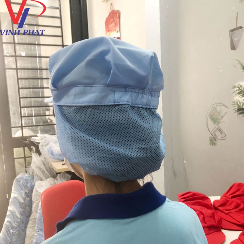 Nón Lưới Dài Trùm Tóc Sản Xuất Công Nhân Thực phẩm, Mũ Bảo Hộ Màu Xanh