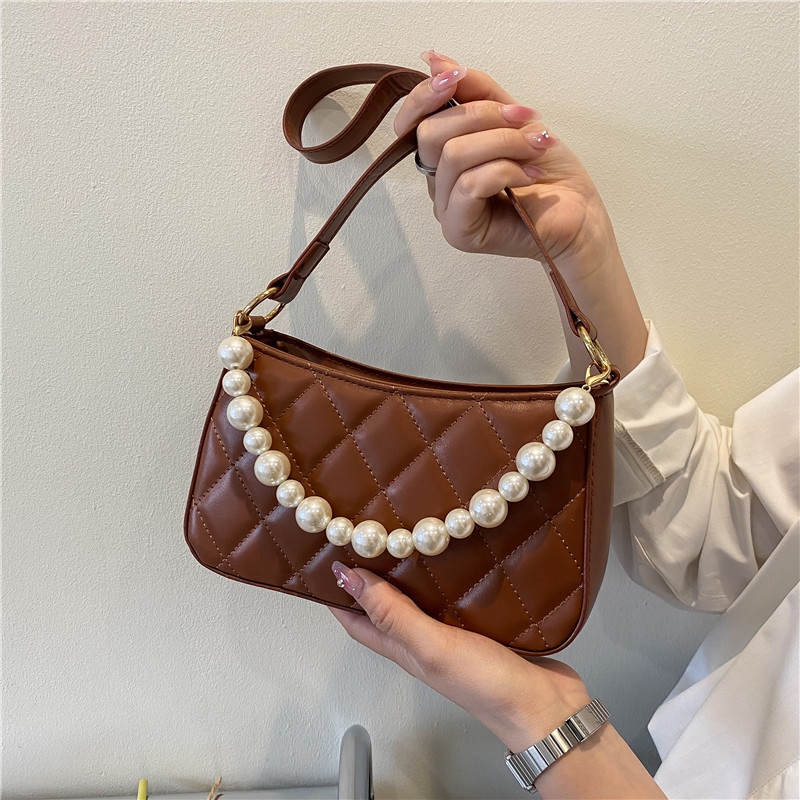 IELGY Túi Đeo Vai Hình Vuông Cỡ Nhỏ Đính Ngọc Trai Giả Phối Dây Đeo Sợi Xích Thời Trang Cho