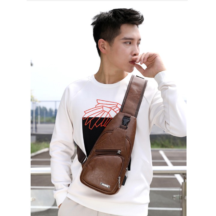 túi đeo chéo unisex cao cấp thời trang hàn, chất liệu da pu 5* | BigBuy360 - bigbuy360.vn