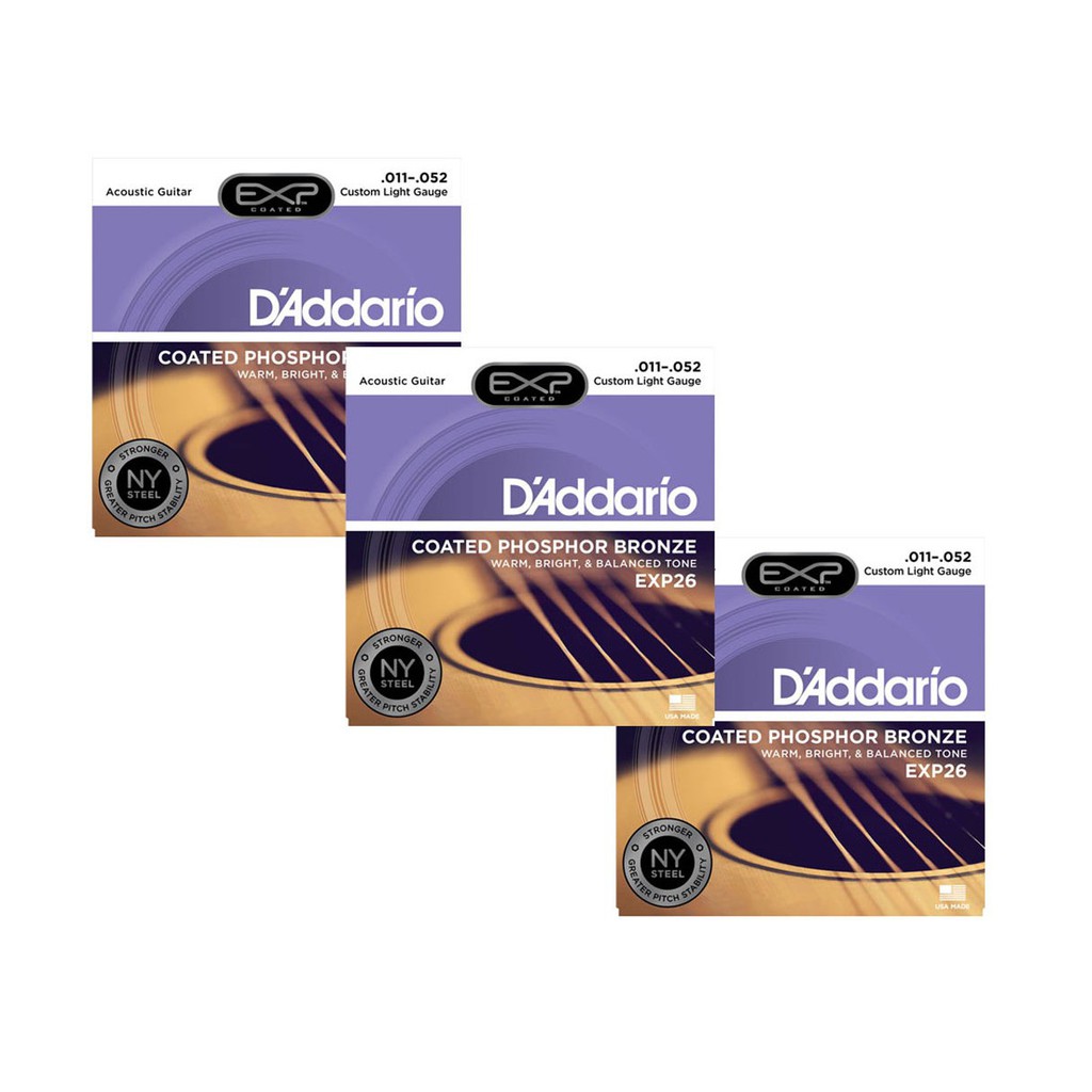 [Tặng thêm dây Mí] Dây Đàn Guitar Acoustic D'ADDARIO EXP26 [loại mềm tay]