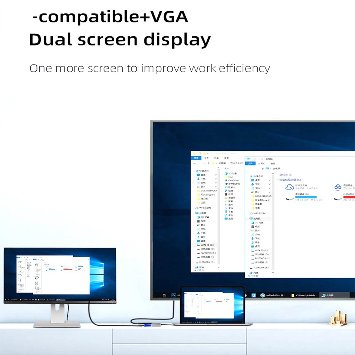 Bộ Chuyển Đổi Usb 3.0 Sang Hdmi-Compatible Vga 4k Multi-Display 3 Trong 1 | BigBuy360 - bigbuy360.vn