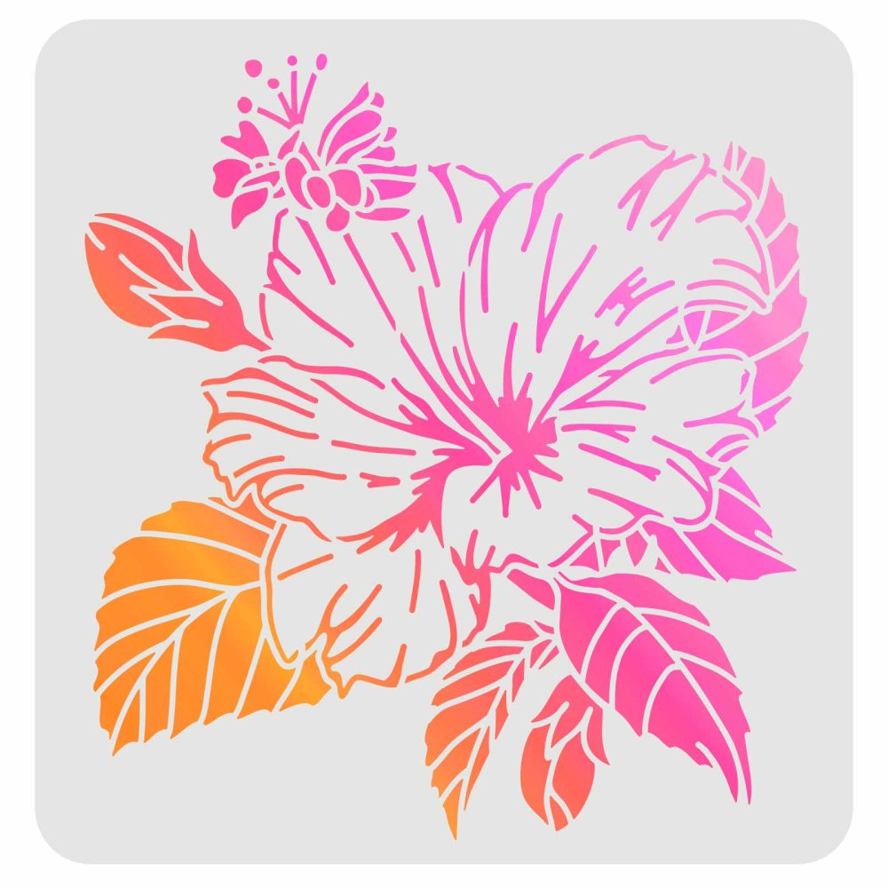 1 Khuôn Vẽ Hibiscus Hình Vuông Bằng Nhựa