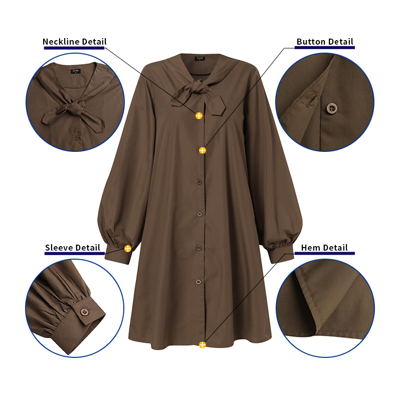 VONDA Đầm Tay Dài Cổ Búp Bê Phối Nút Kiểu Hàn Quốc Xinh Xắn Cho Nữ | BigBuy360 - bigbuy360.vn