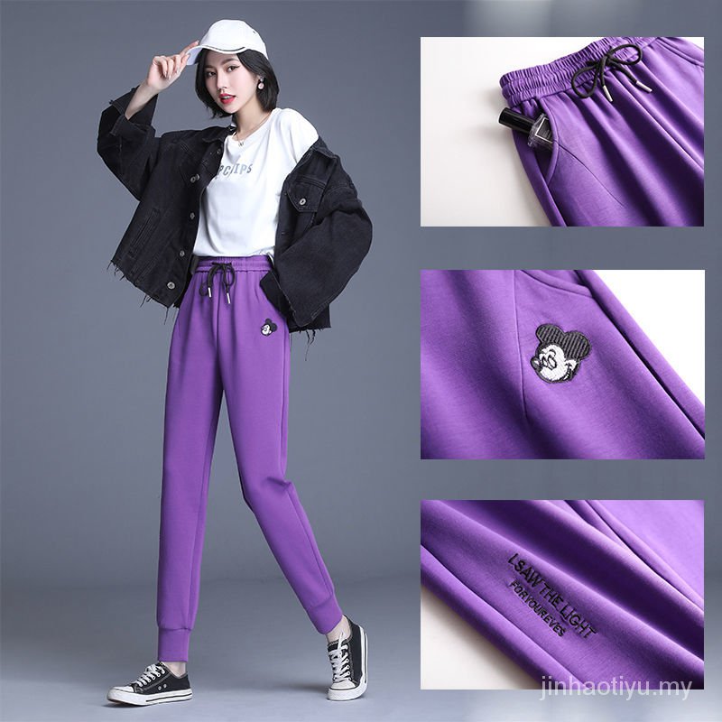 Quần Dài Thể Thao Dáng Rộng Màu Đen Phong Cách Hàn Quốc Thời Trang Xuân Thu Cho Nữ | BigBuy360 - bigbuy360.vn