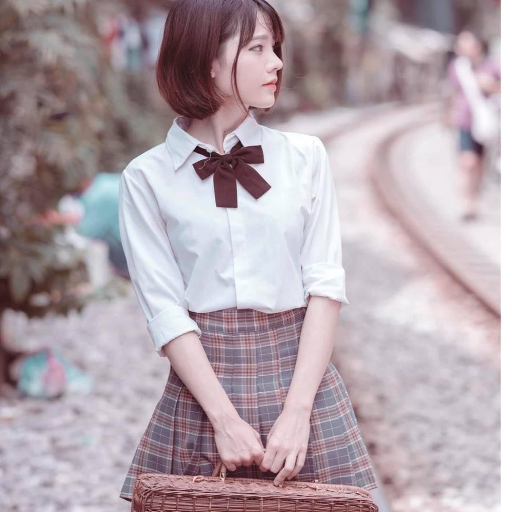 Chân váy Tennis caro ngắn màu xám xếp ly xòe siêu hot