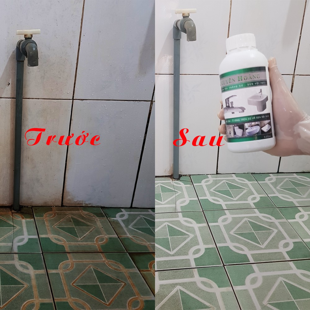 Siêu tẩy cặn canxi, ố vàng, cáu cặn trên bồn sứ, sen vòi inox và gạch men nhà tắm. Nguyên Hoàng chai 250ml