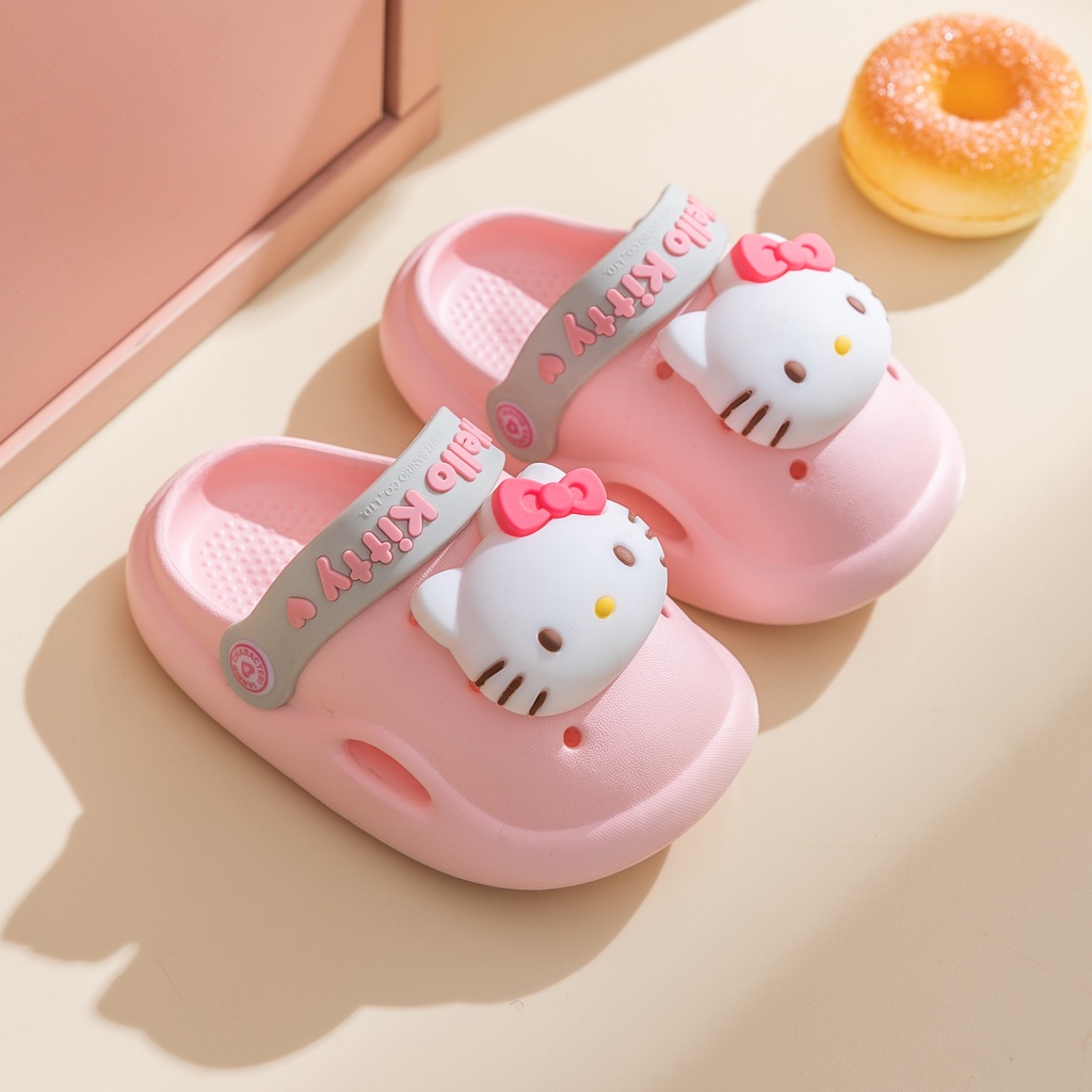 SANRIO Dép Crocs Đế Mềm Chống Trượt Hình Hello Kitty Cho Bé Gái