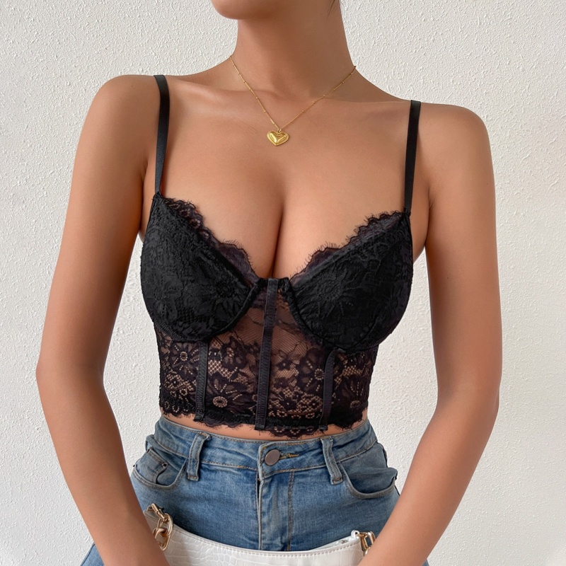 Áo Croptop Hai Dây Phối Ren Gợi Cảm Cho Nữ