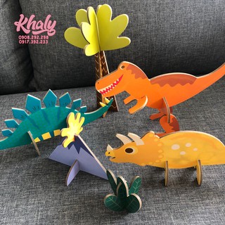 Set 6 in 1 đồ chơi mô hình lắp ráp Origami mảnh ghép khủng long Dinosaur nổi 3D cho trẻ em - 18N92606