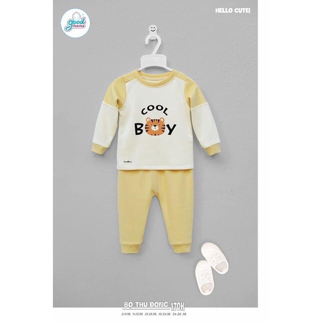 Bộ nỉ ấm GoodMama quần áo thu đông cho bé trai bé gái