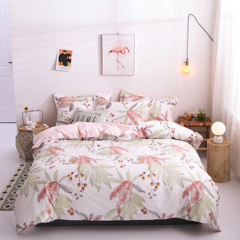 (Video) Bộ Chăn Ga Gối Cotton Poly Nhập Mẫu Hoa Bằng Lăng