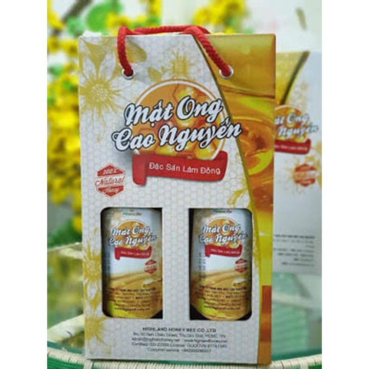 Hộp đôi quai xách mật ong Cao Nguyên Highland Bee 2 chai 500ml - Nday Shop NDMO002