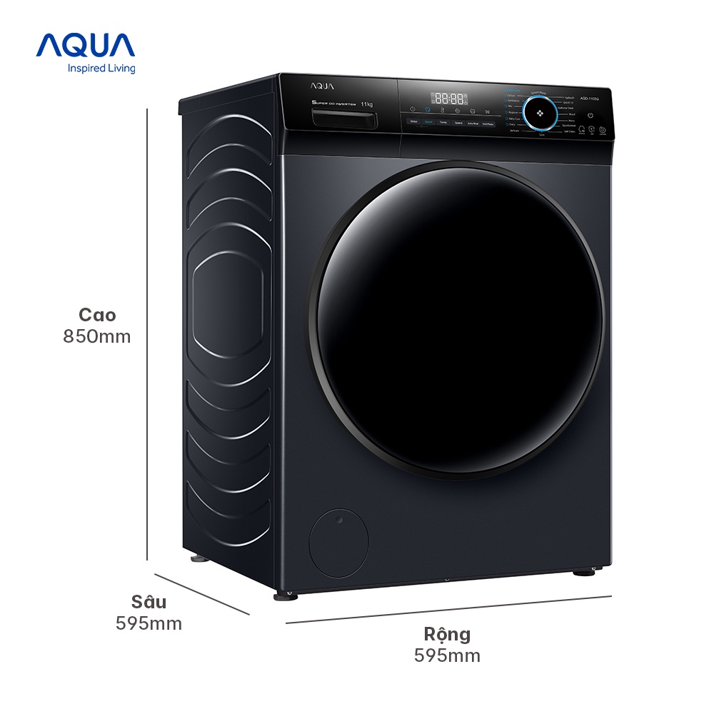 Freeship Toàn Quốc - Máy giặt cửa trước Aqua 11kg AQD-D1103G.BK