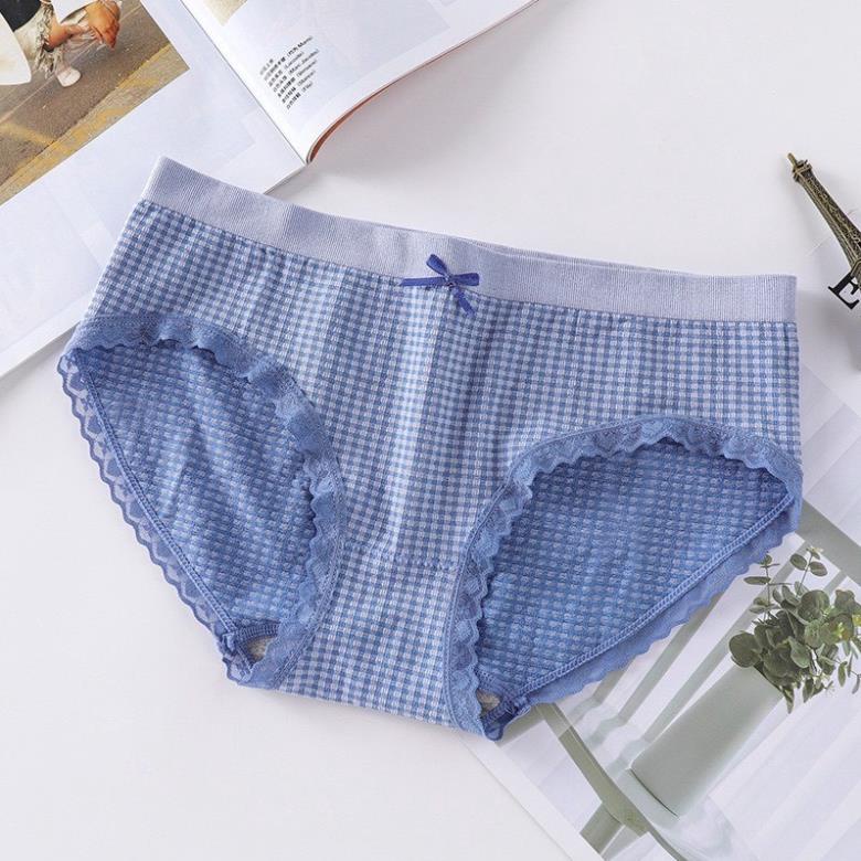 Quần Lót Cotton Viền Ren Kẻ Caro Dễ Thương (555) - LADY