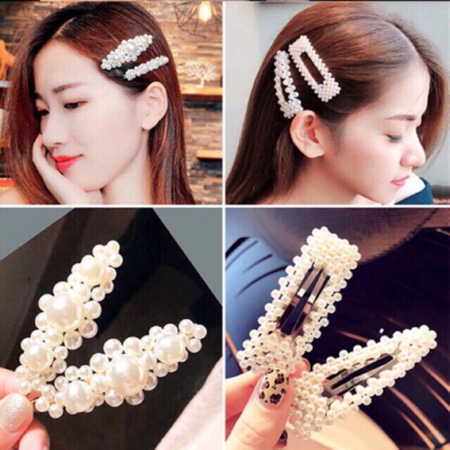 Bộ 4 Kẹp Tóc Đính Hạt Hàn Quốc