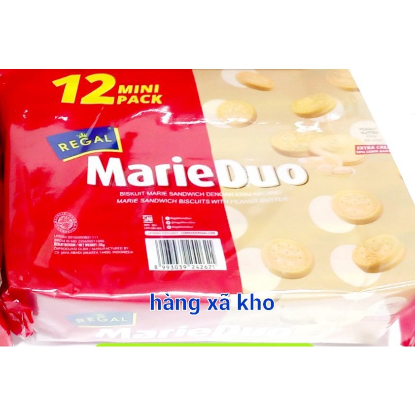 2 vị Bánh Quy Regal Marie duo kẹp kem đậu phộng & Socola 240g gói indonesia- hsd:12/2023