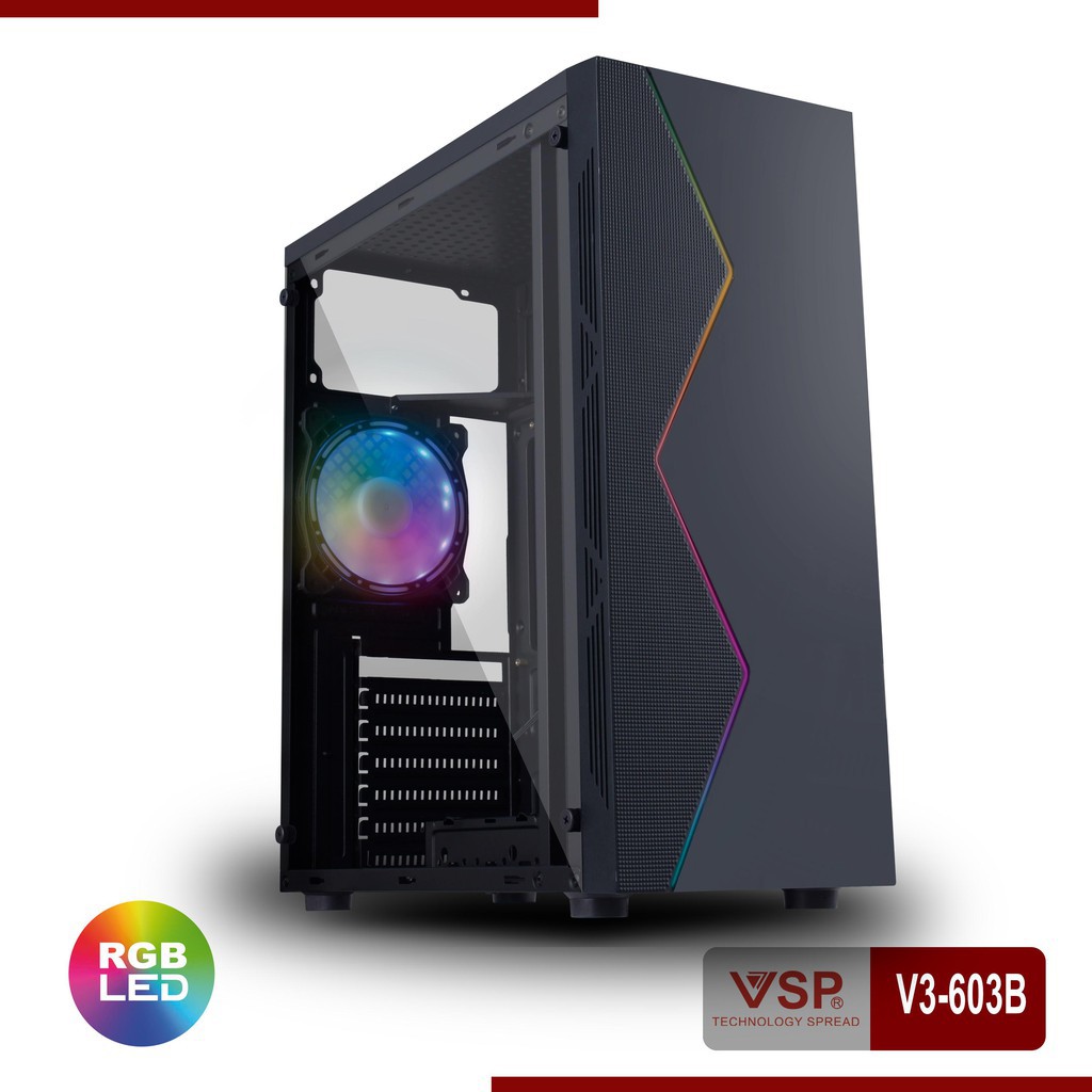 Vỏ nguồn máy tính - Case  VSP V3-603B (màu đen)